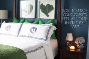 How to make your guests feel at home, how to make your guests feel welcome, cozy guest room, blue and white bedroom, how to prepare for out of town guests