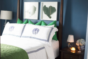 cozy guest room, blue and white bedroom, blue walls, green bedroom, how to make guests feel at home in your guest room, how to prepare your guest room for guests
