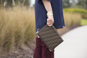 Blue dress with over the knee boots