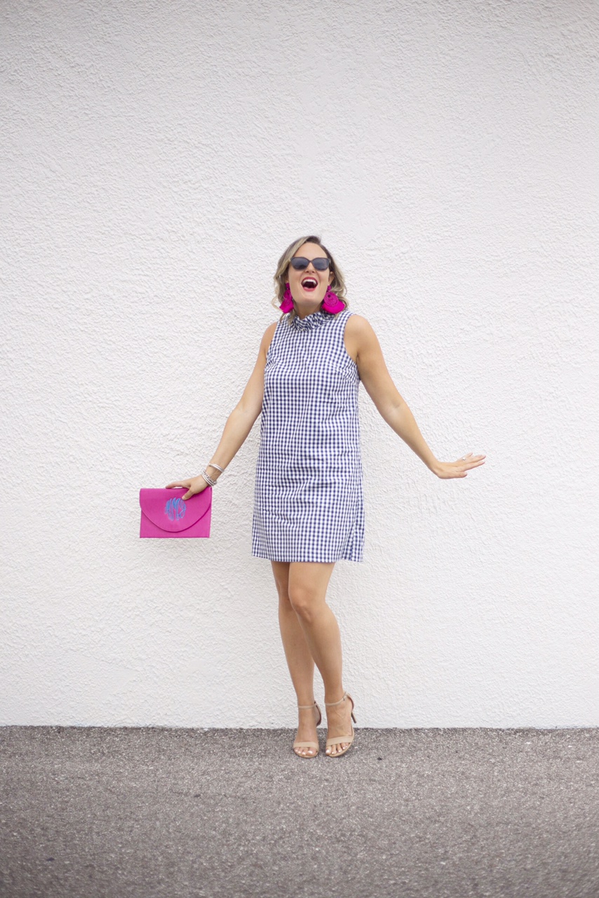 Gingham Dress with pink accents 