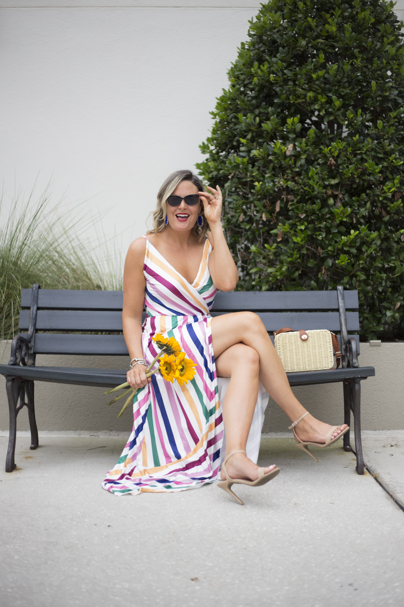 Colorful striped dress for late Summer and early Fall in Florida
